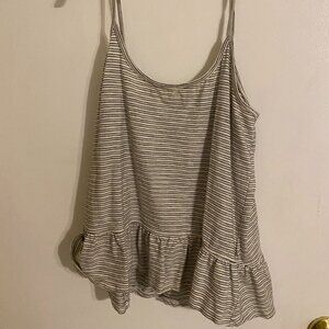 Anthropologie Women’s Spaghetti Strap Tank Top Striped Ruffle Size Small